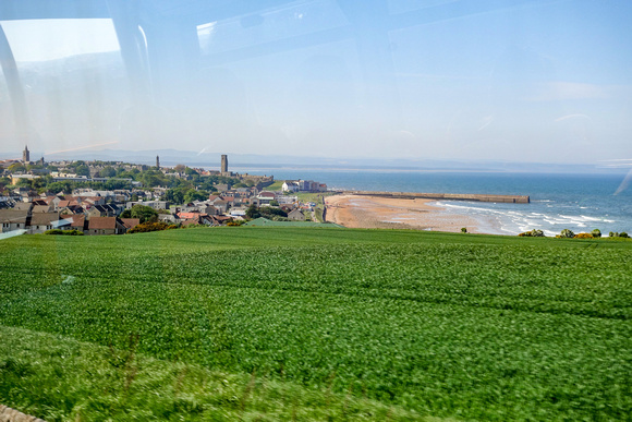 St Andrews from a distance through the bus window.